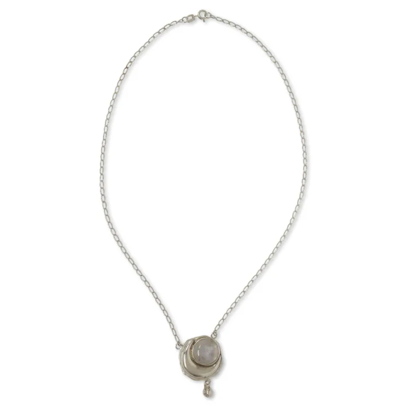 Halskette mit Mondanhänger aus 925er Sterlingsilber, handgefertigter böhmischer Schmuck, Jubiläumsgeschenk für sie