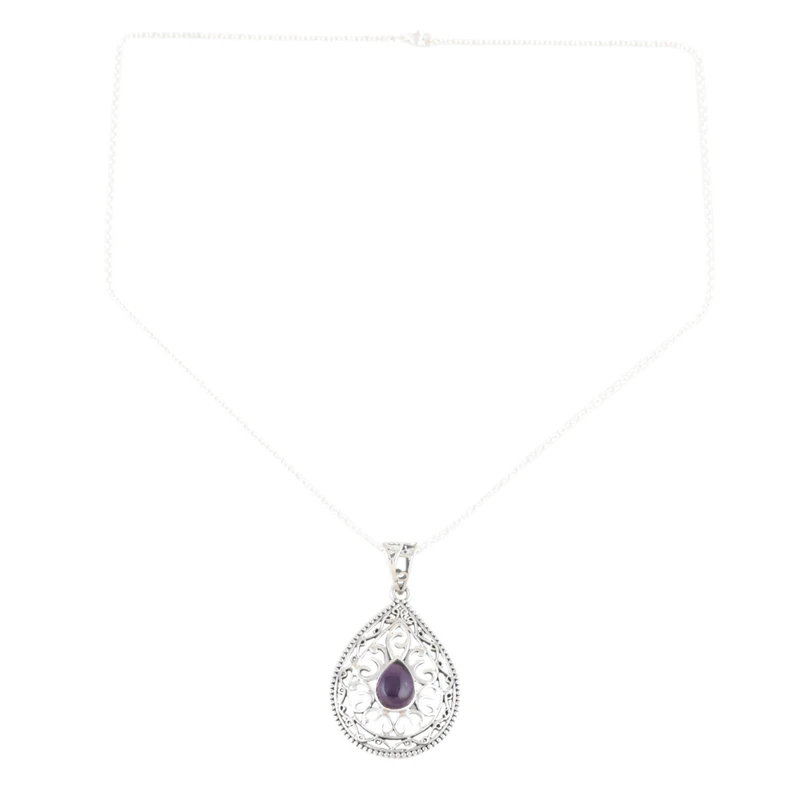Amethyst-Halskette Handgefertigt 925er Sterling Silber Halskette Amethyst Edelstein Halskette Statement Kette Amethyst Schmuck Geschenk Für Frauen Geburtstagsgeschenk