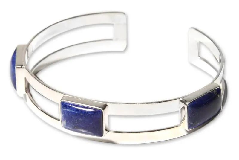 Lapis Lazuli Cuff Bracelet 925 Sterling Silver Bohemian Jewelry Charming Jewelry Valentine Day Gift For Her