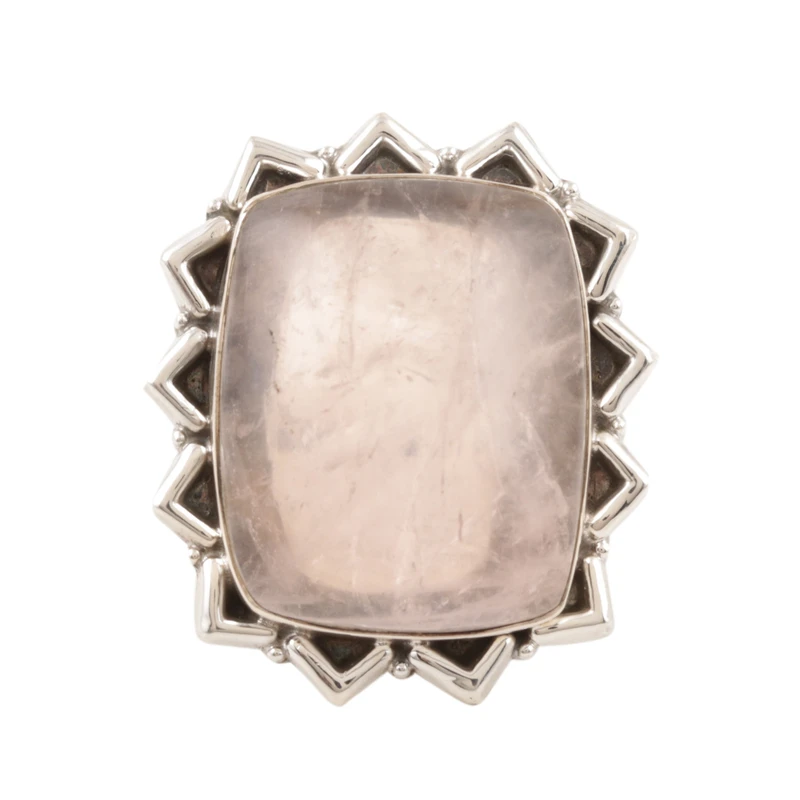 925 Sterling Silver Artisan Crafted Rose Quartz Ring Statement Ring Natural Stone Ring Gift For Her