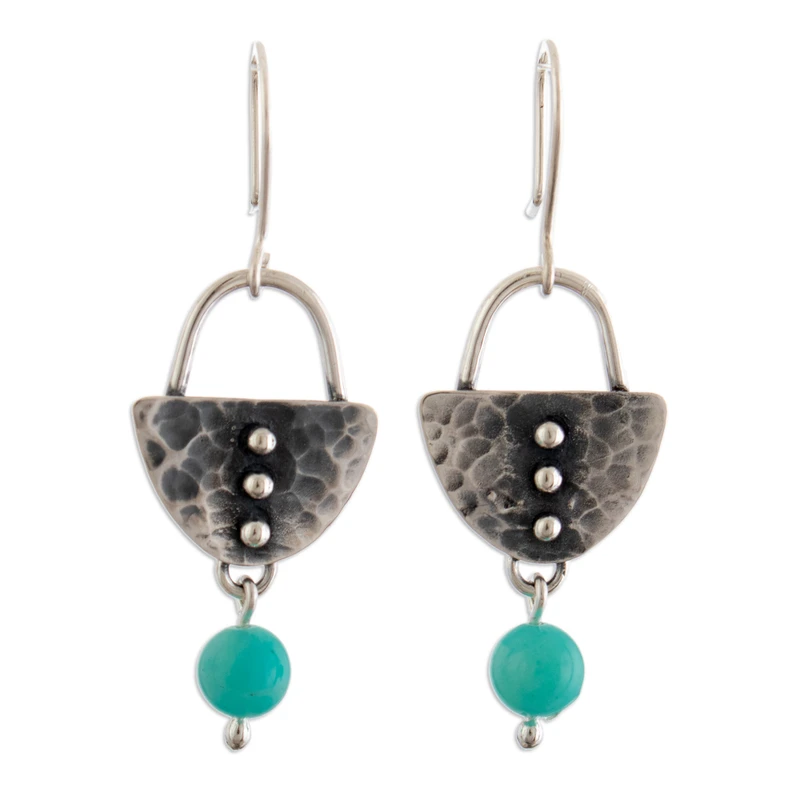 Oxidierte und natürliche Amazonit Ohrhänger Damen Schmuck Boho Ohrringe Handgemachte Edelstein Ohrringe Hochzeitsschmuck Geschenk für Sie & Mama