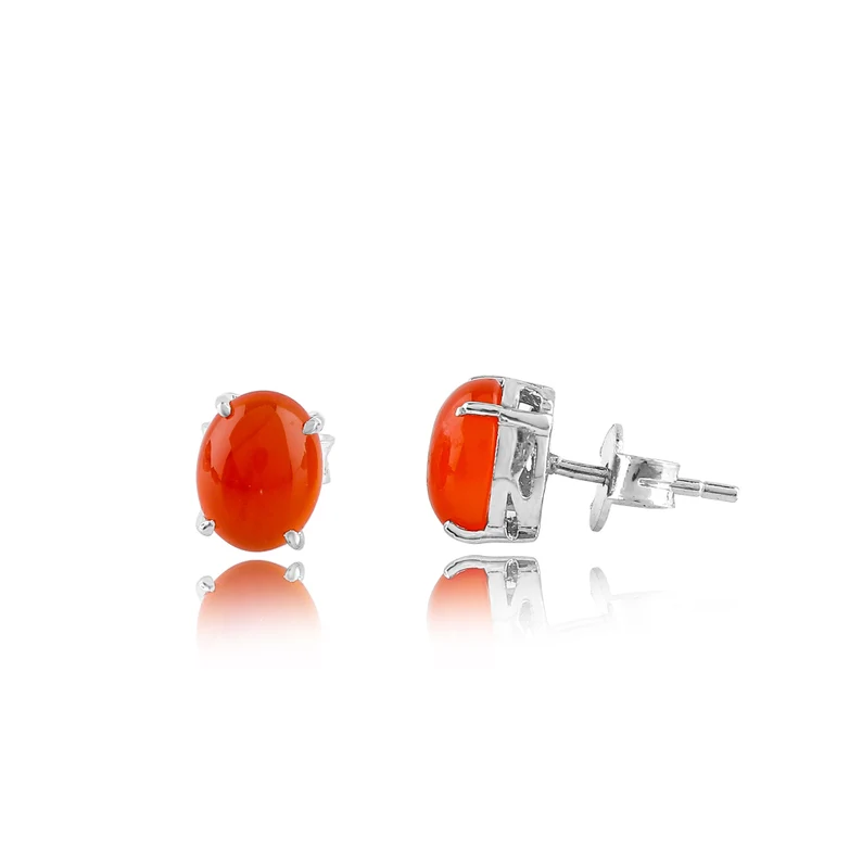 Stunning Carnelian Stud Earrings Unique Red Studs For Her Red Carnelian Vintage Earrings Orange Studs For Everyday Handmade