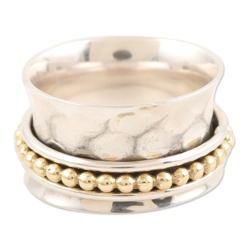 Gepunkteter Pfad Klassischer Sterlingsilber-Spinner-Ring Handgemachter Ring Silberschmuck Böhmischer Zarter Ring Geschenk für Sie
