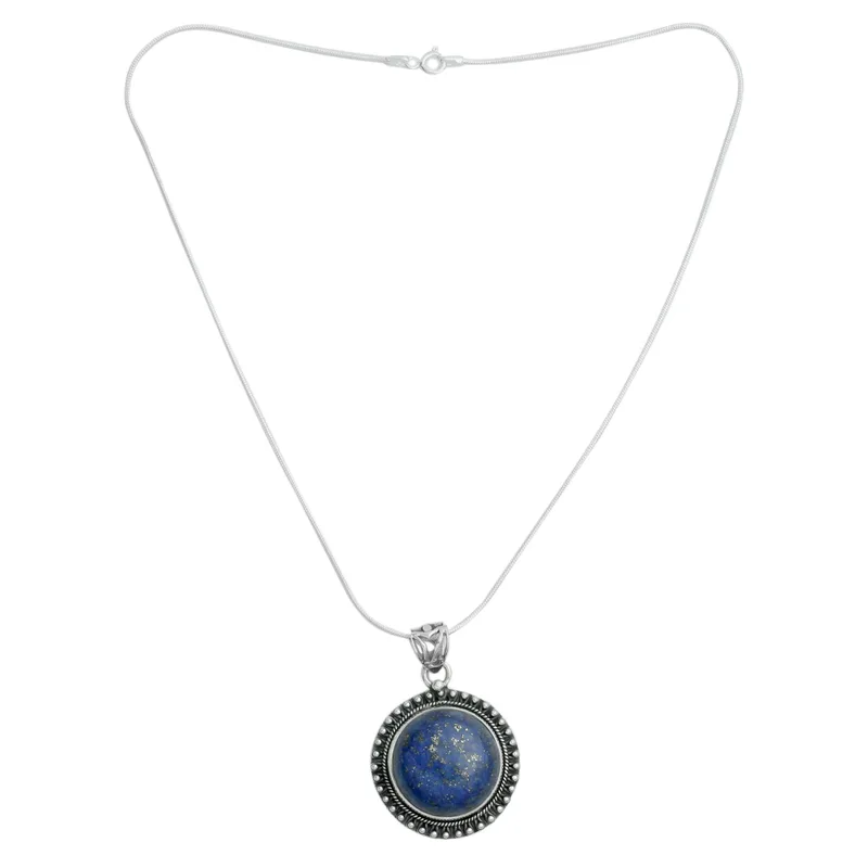 Indien Schmuck 925 Sterling Silber und Lapislazuli Halskette Halskette Lapislazuli Schmuck Geburtsstein Schmuck Boho Halskette Statement Halskette Geschenk für Sie