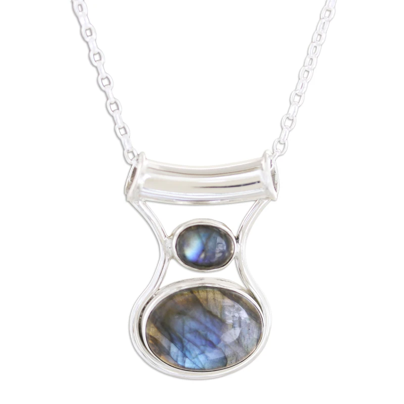 Simply Serene Labradorit Anhänger Halskette 925 Sterling Silber Schmuck Zierlicher Labradorit Schmuck Geschenk für Sie & Ehefrau