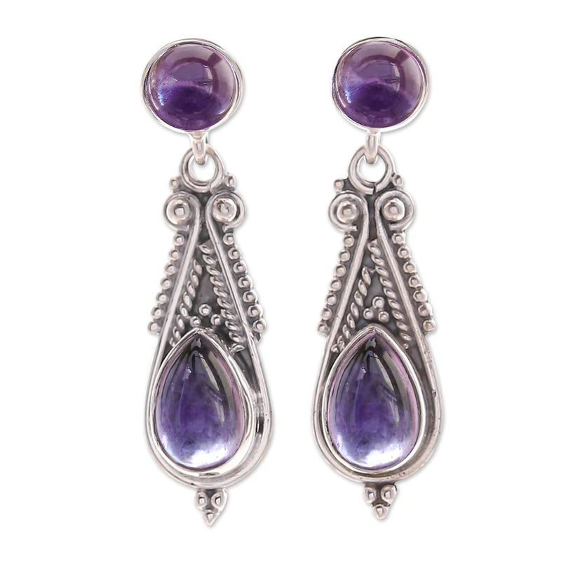 Klassische Amethyst-Ohrhänger, handgefertigt, Geschenkidee, Geburtstagsgeschenk für sie