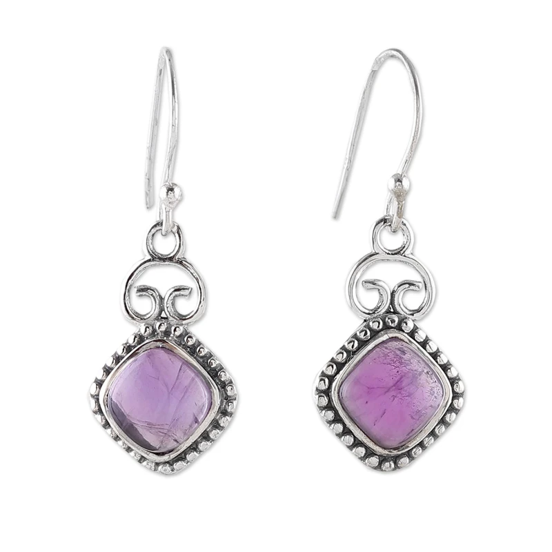 Klassische Ohrringe aus Sterlingsilber und Amethyst, handgefertigt, Geschenkartikel, Geburtstagsgeschenk für sie