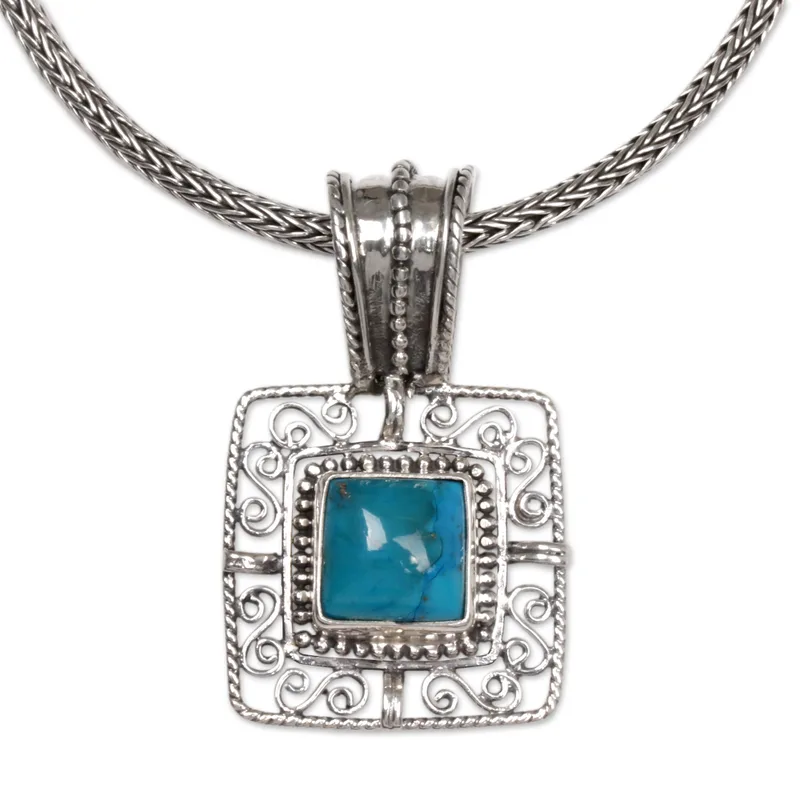 Türkis Sterling Silber Anhänger Halskette Zarte Halskette Perfektes Muttertagsgeschenk Böhmischer Schmuck Geschenk für Sie
