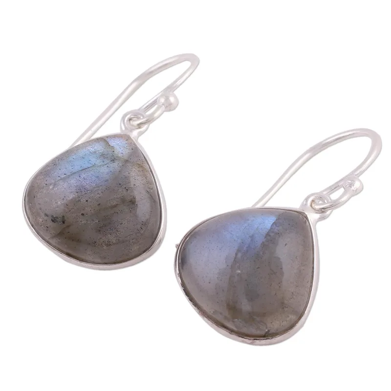 Ohrhänger Labradorit und Sterlingsilber Edelstein-Ohrringe Labradorit-Schmuck Geschenkidee