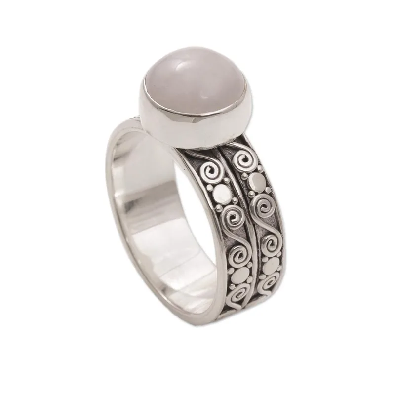 Artisan Crafted 925 Sterling Silver and Rose Quartz Ring Statement Ring Natural Stone Ring Gift For Her