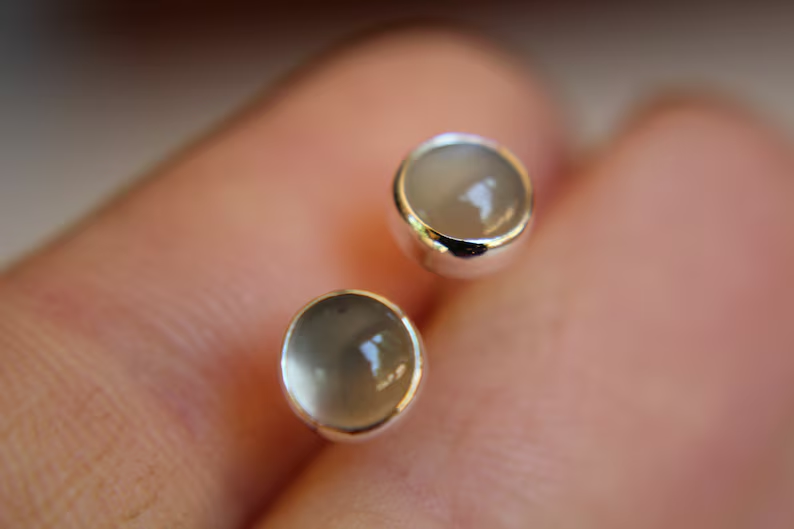 Ohrstecker Mondstein Ohrringe 925 Silber Ohrringe Graue Mondstein Ohrringe Edelstein Ohrringe Mondstein Ohrringe Naturgeschenk