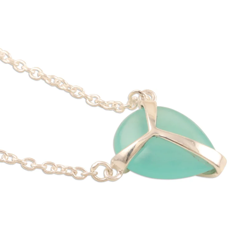 Handgefertigte Chalcedon und Sterling Silber Halskette Handgemachte Zierliche Halsketten Böhmischer Schmuck Geschenk für Sie