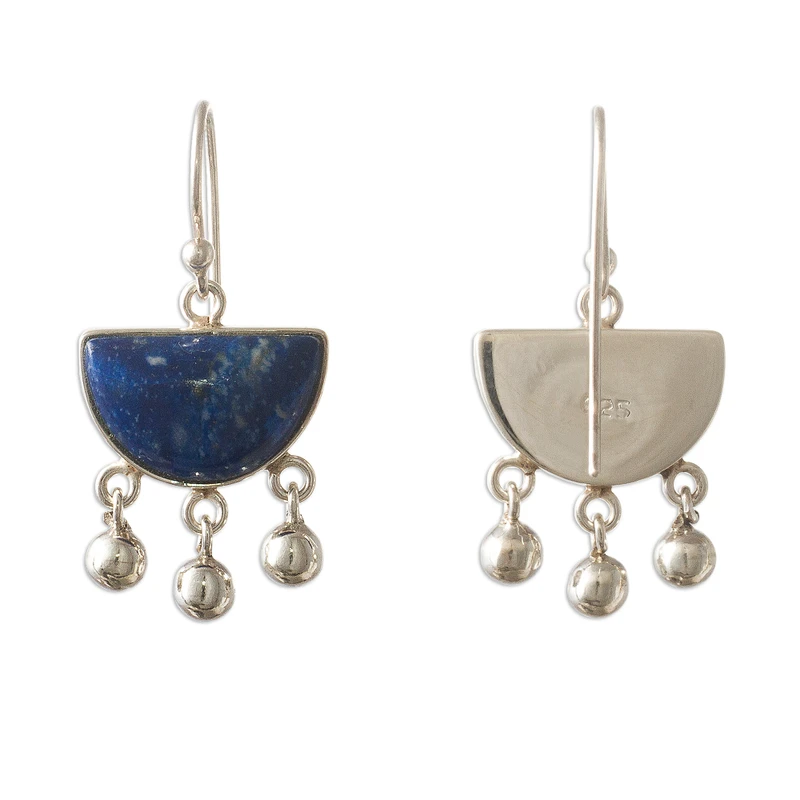Ohrringe aus Sterlingsilber mit Lapislazuli, Designer-Ohrringe für Frauen, handgefertigte Silberohrringe, Schmuckgeschenke, Geschenk für Sie