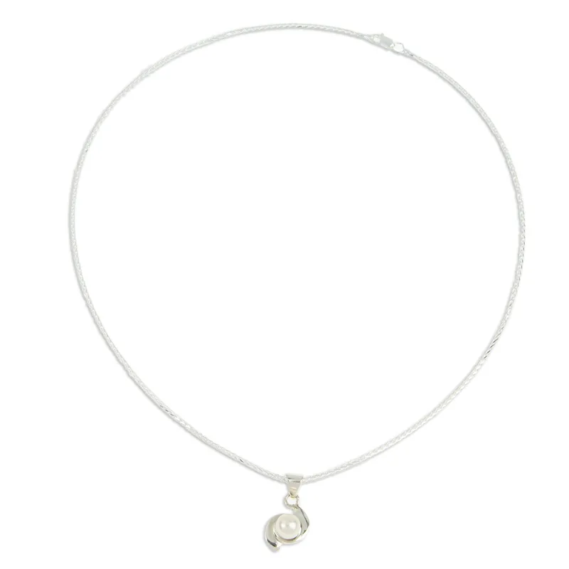 Feine Silber Zuchtperlenkette Handgefertigt 925 Sterling Silber Anhänger Süßwasserperle Schmuck Handgefertigter Schmuck Boho Halskette Geschenk für Sie Valentinstagsgeschenk