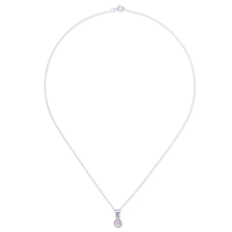 Kleine Mond-Labradorit- und Sterlingsilber-Halskette, zarte Labradorit-Schmuck Geschenk für Sie