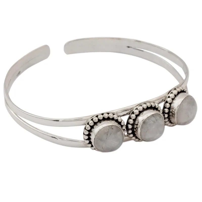 Regenbogen Mondstein Armreif 925 Sterling Silber Charmante Schmuckstücke Geburtstagsgeschenk für Mädchen Valentinstag Geschenk für Sie Boho Schmuck