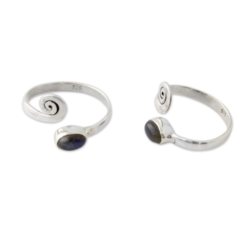 Handgefertigter Labradorit Spiralring 925 Sterling Silber Damenring Geschenk für Sie & Mama