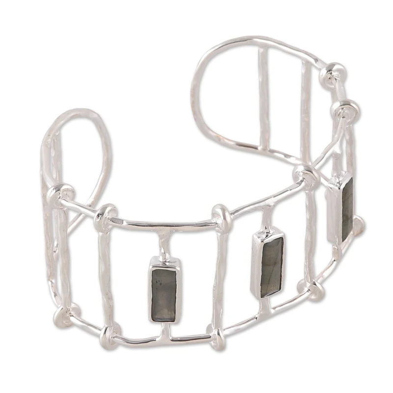 Natural Labradorite Sterling Silver Cuff Bracelet Birthday Gift For Her Charming Jewelry Valentine Day Gift For Her