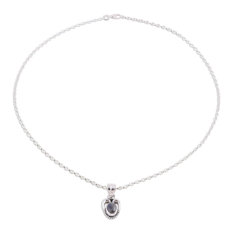 Labradorit- und Sterling-Silber-Anhänger-Halskette, zarter Labradorit-Schmuck, Geschenk für sie