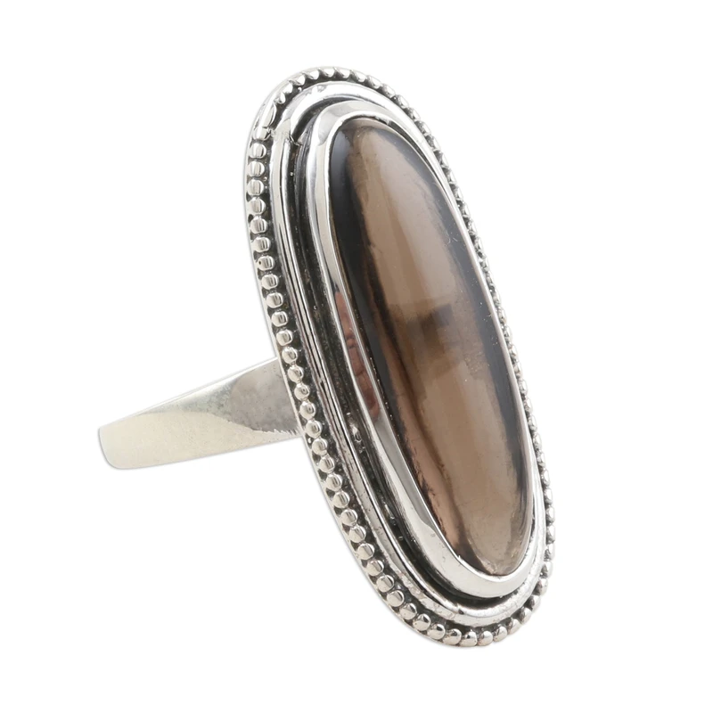 Bliss & Beauty Smoky Quartz Cocktail Ring 925 Sterling Silver Ring Handmade Ring Statement Ring Brown Gemstone Ring Promise Ring Gift For Her