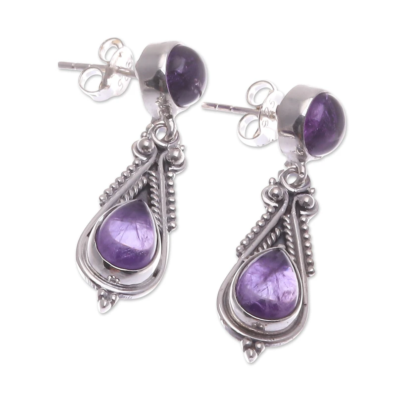 Klassische Amethyst-Ohrhänger, handgefertigt, Geschenkidee, Geburtstagsgeschenk für sie