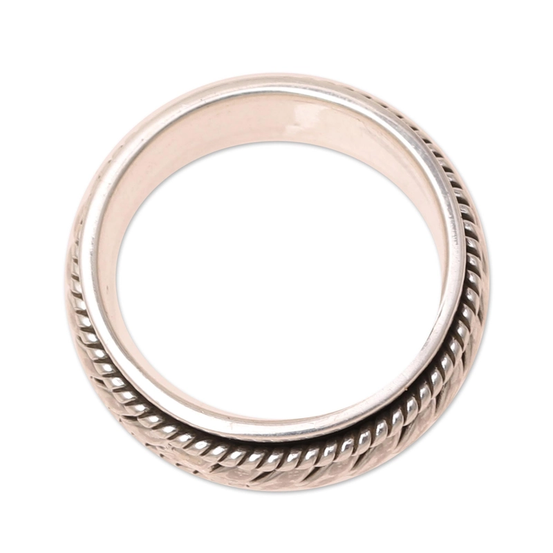 Ring mit Seilmuster, handgefertigt, 925er Sterlingsilber, Geschenk für sie