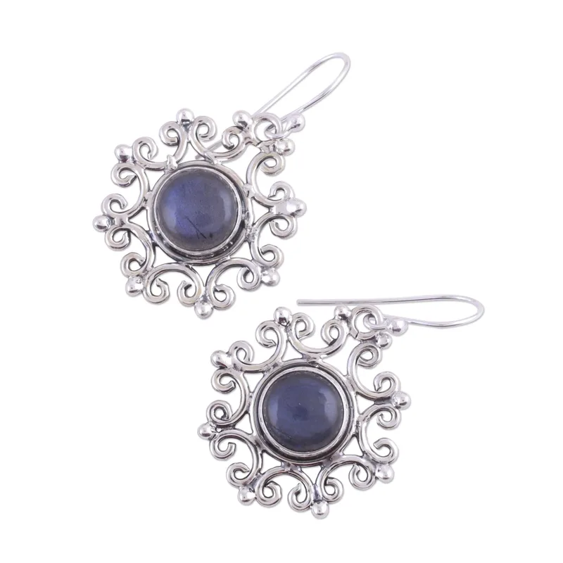 Ohrhänger aus Labradorit und 925er Sterlingsilber, Ohrringe aus Sterlingsilber, Ohrhänger mit blauem Edelstein, Labradorit-Schmuck, Geschenk für sie