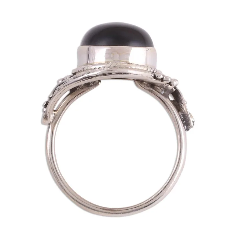 Handgefertigter Cocktailring aus schwarzem Onyx, 925er Sterlingsilber, Statement-Ring, handgefertigter Ring, Damen-Silberring, Geschenk für Sie