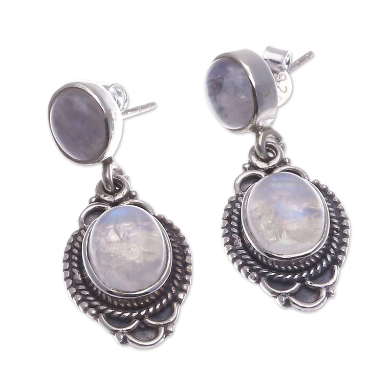 Klassische Regenbogen-Mondstein-Ohrringe aus 925er Sterlingsilber, handgefertigte Edelstein-Ohrringe, Geschenk für sie (Kopie)