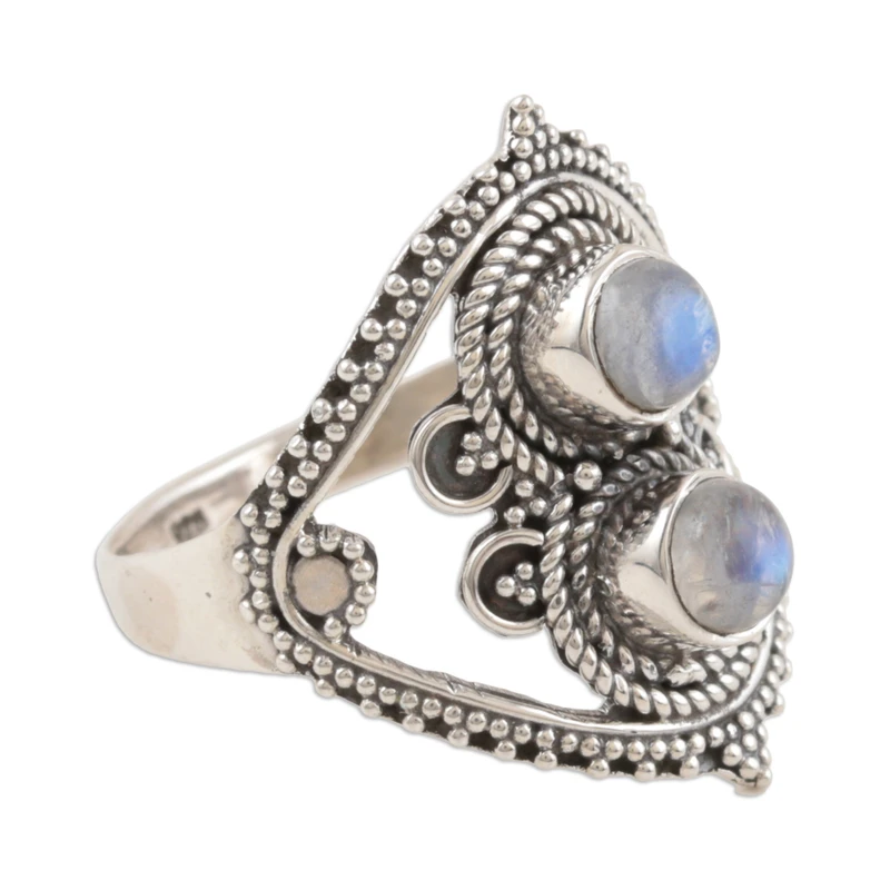 Artisan Crafted Rainbow Moonstone Ring 925 Sterling Silver Ring Natural Moonstone Handmade Ring Birthstone Ring Gift For Her