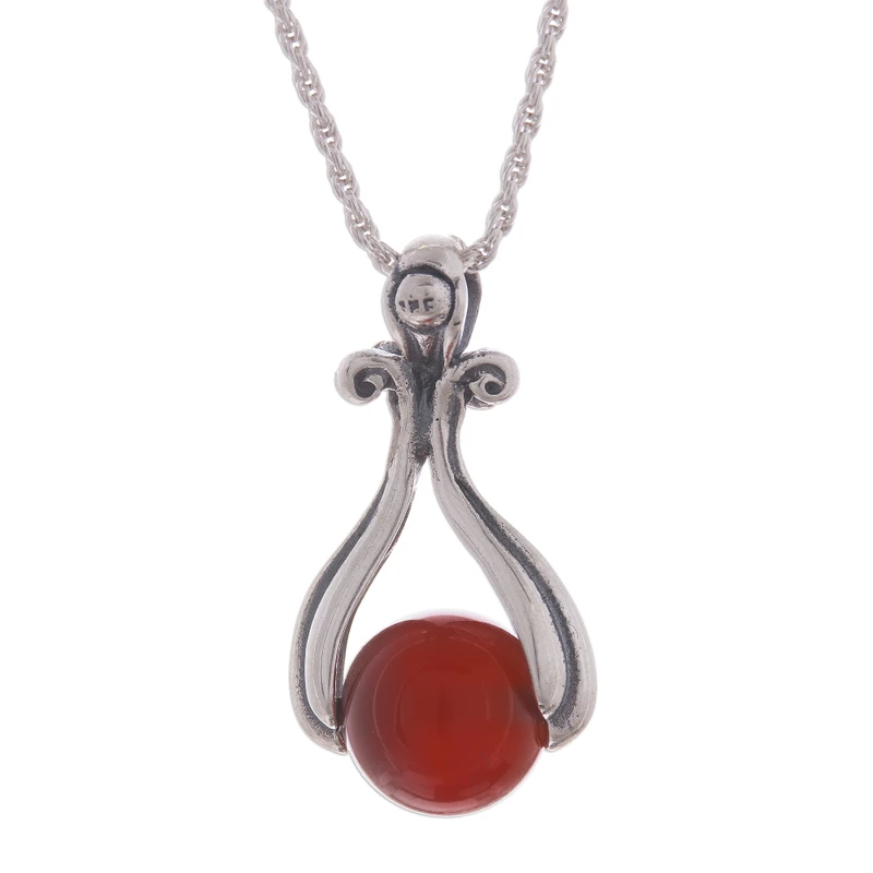 Runde Karneol-Anhänger Halskette 925 Sterling Silber Art-déco-Halskette Geschenk für sie und Mama