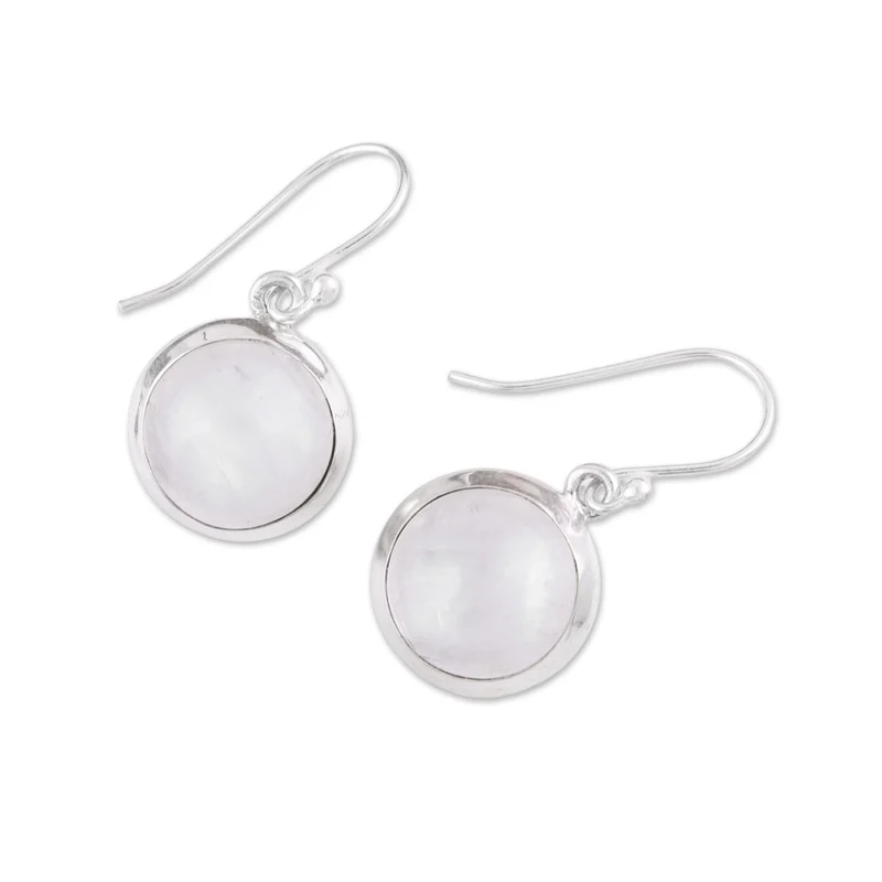 Tropfen-Ohrhänger Regenbogen-Mondstein Cabochon Ohrringe 925 Sterling Silber Handgemachte Edelstein Ohrringe Geburtstagsgeschenk