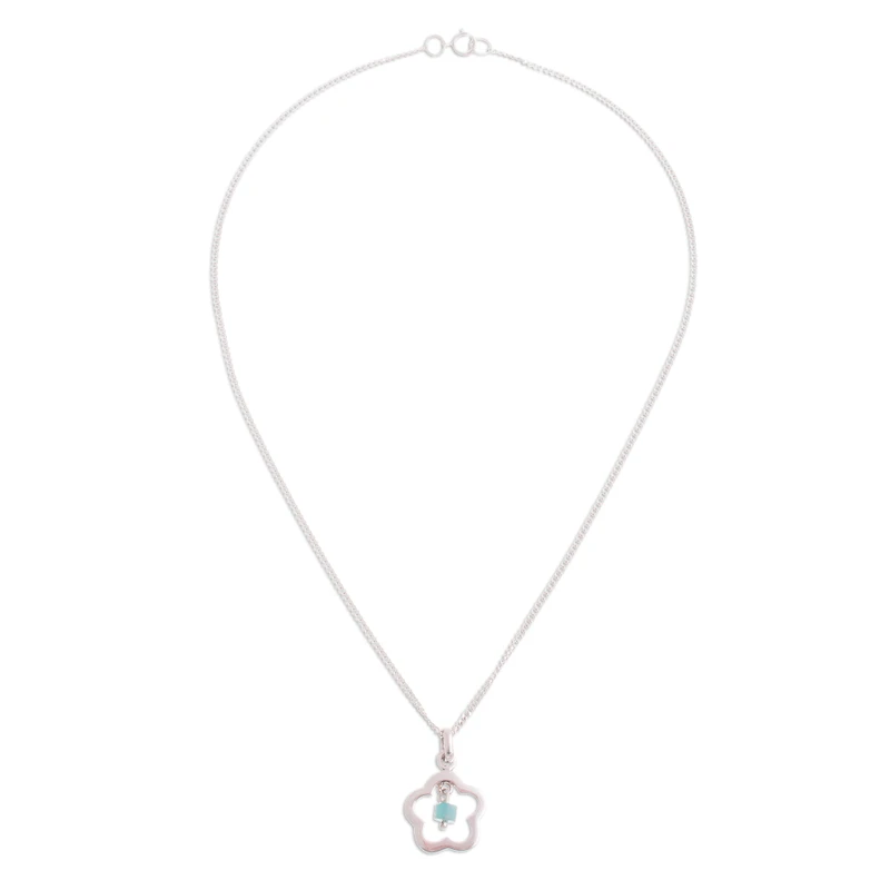 Blumenförmige Amazonit-Halskette 925 Sterling Silber Amazonit-Schmuck Handgefertigter Schmuck Böhmische Halsketten Geschenk für Sie