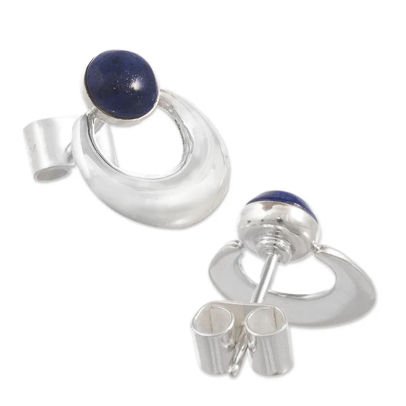 Neues Design Lapislazuli Ohrstecker 925 Sterling Silber Handgefertigte Ohrstecker Alltags-Ohrring Für Frauen Geschenk Für Sie