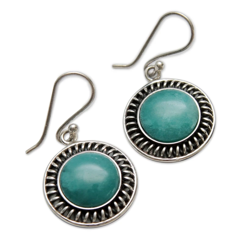 Handgemachte Sterling Silber Hänge-Amazonit-Ohrringe Damenschmuck Boho Ohrringe Handgemachte Edelstein-Ohrringe Hochzeitsschmuck Geschenk für Sie