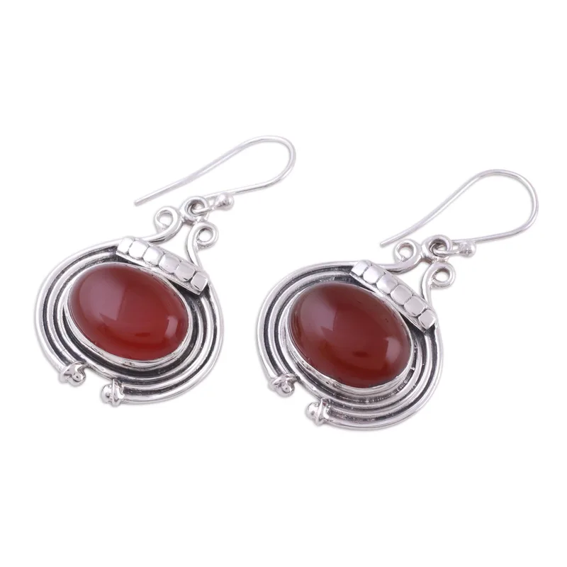 Artisan Jewelry Earrings with Carnelian and Sterling Silver Gemstone Earrings August Birthstone Gift For Her