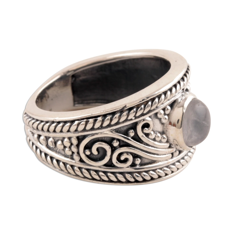 Regenbogen-Mondstein handgemachter 925 Sterling Silber Ring Geschenk für Sie