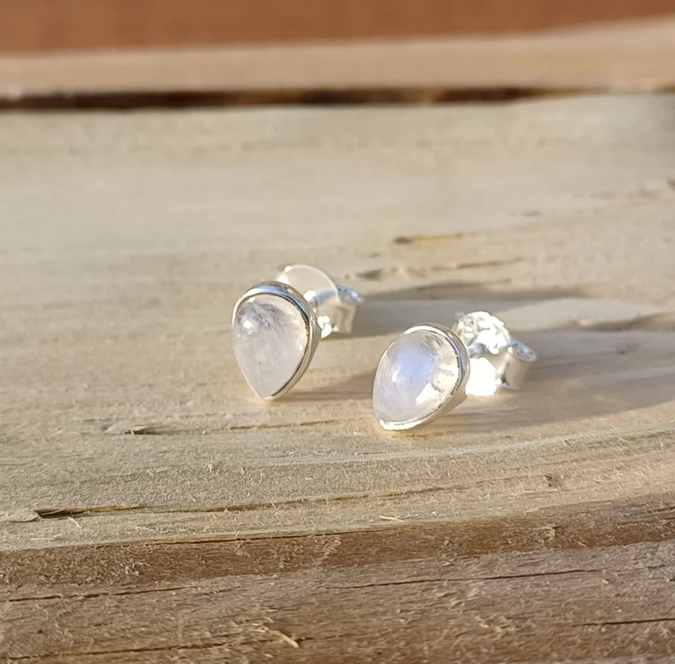 Natürliche Mondstein Ohrstecker Ohrringe für Frauen 925 Sterling Silber Feiner Schmuck Hochzeitstag Geschenke