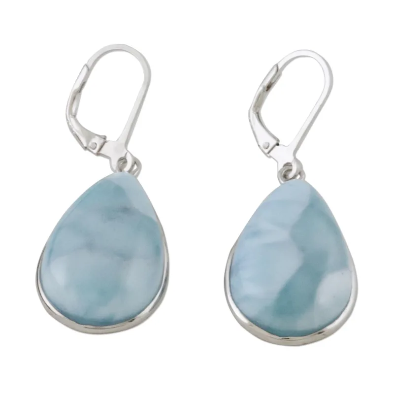 925er Silber und Larimar Ohrhänger Edelsteinohrringe Handgemachte Boho-Ohrringe Geschenk für Sie