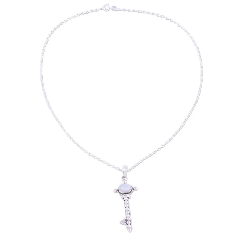 Schlüsselanhänger-Halskette mit Regenbogen-Mondstein 925 Sterling Silber Natürlicher Feuer-Regenbogen-Mondstein Geschenk für sie