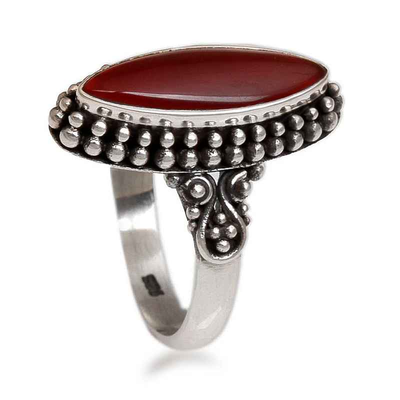 Fire and Courage Natural Carnelian Ring Marquise Statement Ring 925 Sterling Silver Promise Ring Handmade Silver Ring Gift For Her