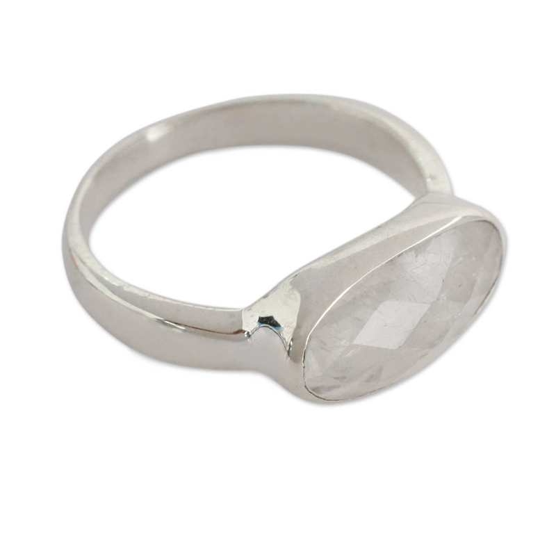 Sterling Silber Regenbogen Mondstein Ring Handgemachter 925 Sterling Silber Cocktailring Geschenk für sie & Mama