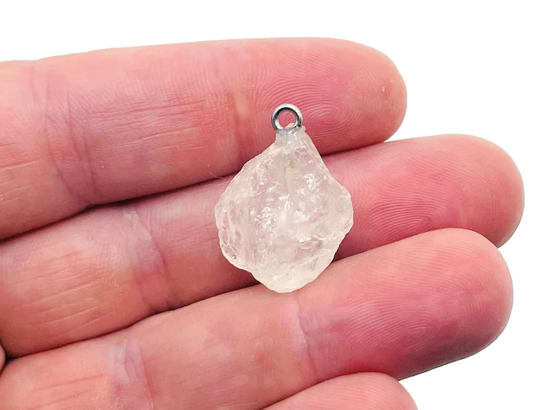 Raw Crystal Pendant Necklace 925 Sterling Silver Handmade Necklace Gift for Her Birthday Gift