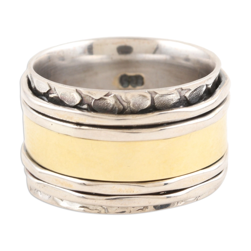 Meditations-Spinnerring aus Messing Handgefertigt aus 925er Sterlingsilber Geschenk für Sie
