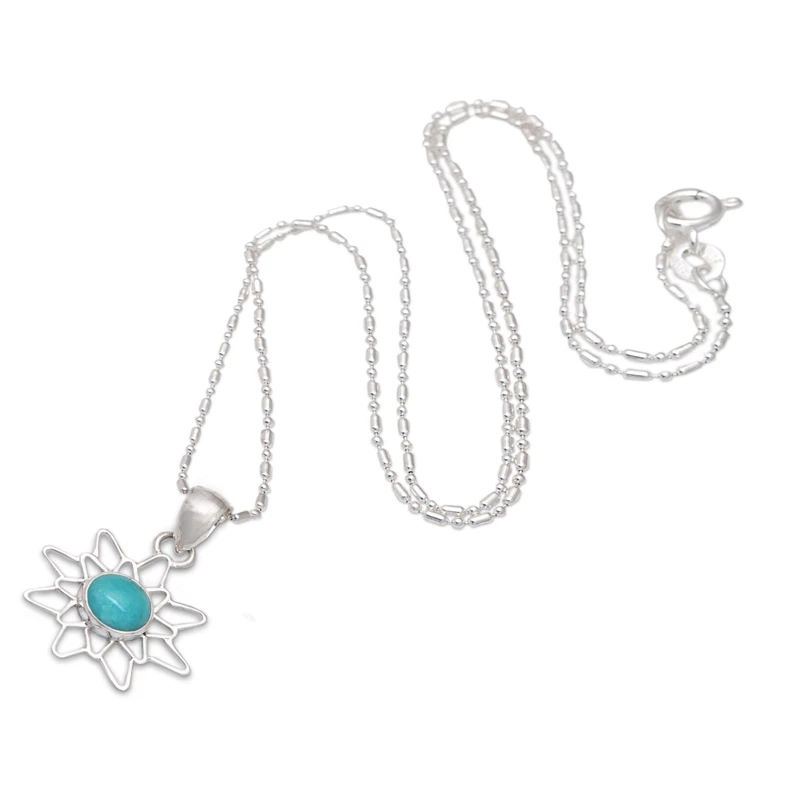 Amazonit Chakra Blumenanhänger Halskette 925 Sterling Silber Handgemachter Schmuck Böhmische Halsketten Amazonit Schmuck Geschenk Für Sie Geburtstagsgeschenk
