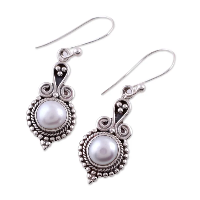 Perlenohrringe Sterlingsilber Handgefertigter Indischer Schmuck Damen Schmuck Boho Ohrringe Handgefertigte Edelstein Ohrringe Hochzeitsschmuck Geschenk für Sie & Mama