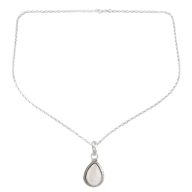 Birnenförmige Regenbogen-Mondstein-Halskette 925er Sterling Silber handgemachter Böhmischer Schmuck Jubiläumsgeschenk für sie