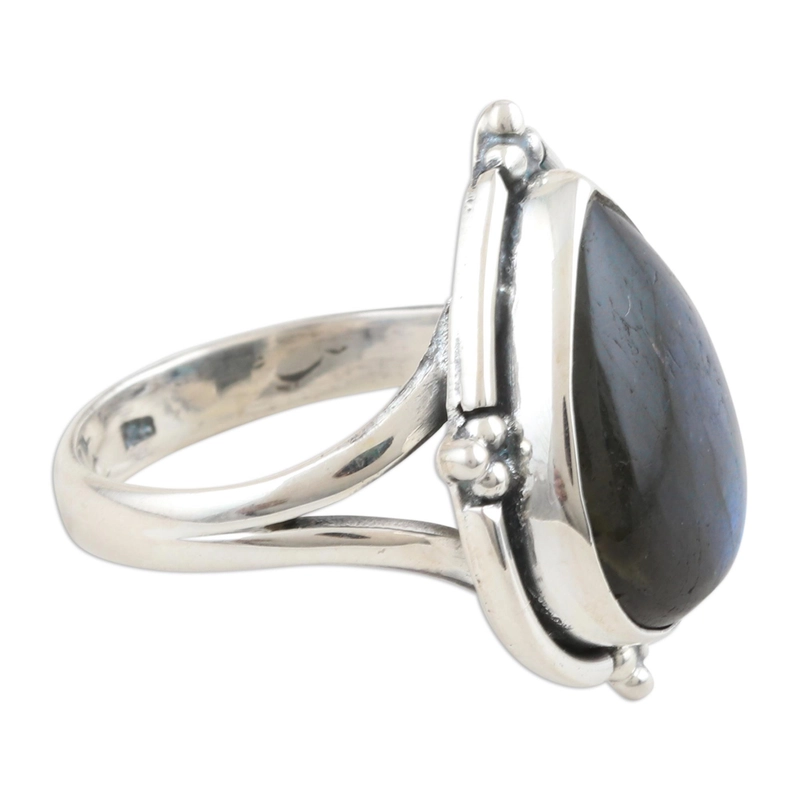 Natürlicher Labradorit Ring 925 Handgefertigtes Design Sterling Silber Geschenk für Sie