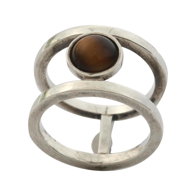 Moderner Tigerauge-Bandring 925 Sterlingsilber Edelsteinring Gelber Bandring Hochzeitsgeschenk Ring für die Liebe Valentinstagsgeschenk