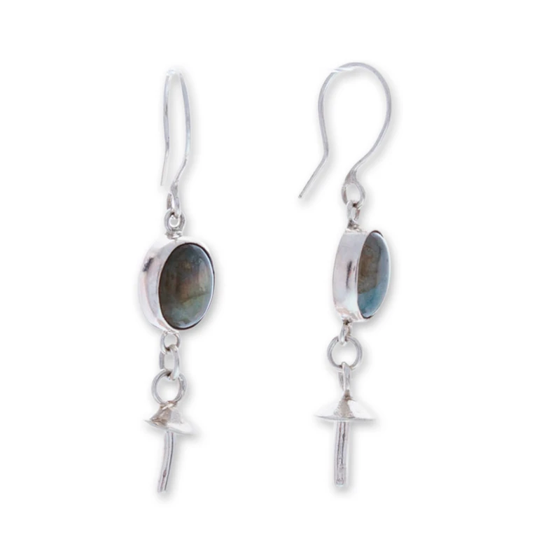 Mushroom Shaped Natural Labradorite Dangle Earrings 925 Sterling Silver Gemstone Earrings Labradorite Jewelry Gift item